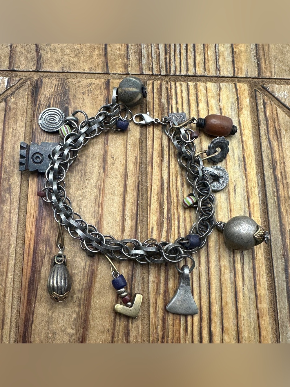 Vintage DESERT HEART Mixed Metals Charm Bracelet